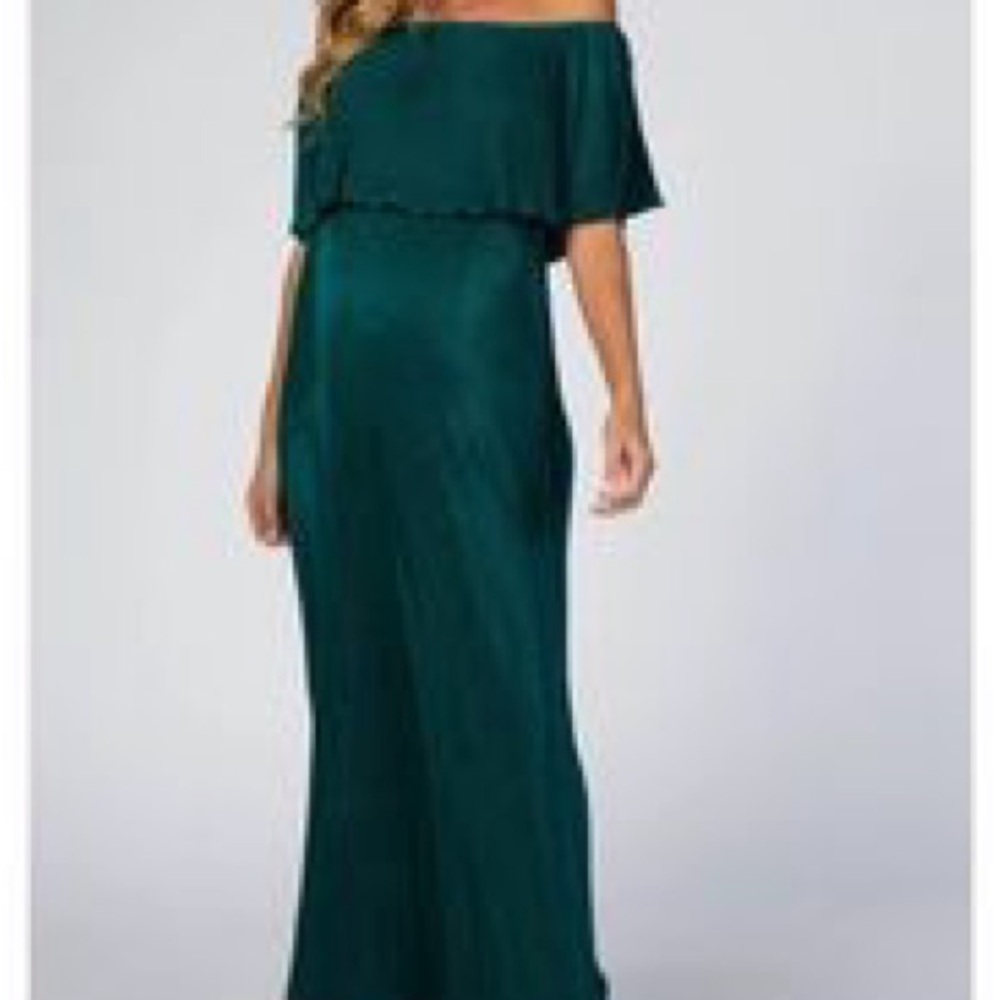 Pink Blush Maternity Dark Green Baby Shower Dress